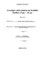 Реферат 'Livonijas valsts iekārta un feodālās tiesības 13.-16.gadsimtā', 1.
