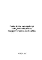 Реферат 'Darba tiesību pamatprincipi Latvijas Republikas un ES tiesību aktos', 1.