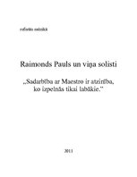Конспект 'Raimonds Pauls un viņa solisti', 1.