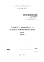 Реферат 'Emigrācija uz Rietumvalstīm kā socioloģisko problēmu drauds Latvijā', 1.