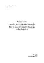 Реферат 'Latvijas Republikas un Francijas Republikas prezidentu funkciju salīdzinājums', 1.