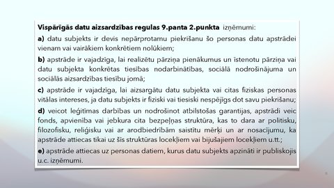Презентация 'Fizisko personu datu apstrādes likums', 8.