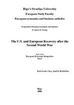 Реферат 'The U.S. and European Recovery after the Second World War', 1.