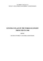 Реферат 'Estonia's Place in the World Economy from 1920 to 1940', 1.