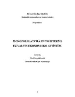 Реферат 'Monopoli Latvijā un to ietekme uz valsts ekonomisko attīstību', 1.