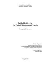 Реферат 'Public Holidays in the United Kingdom and Latvia', 1.