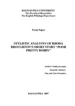 Реферат 'Rhoda Broughton’s Short Story “Poor Pretty Bobby” - Stylistic Analysys', 1.