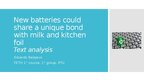 Презентация 'New batteries could share a unique bond - article analysis', 1.