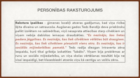 Презентация 'Personības psiholoģiskā analīze Teds Bandijs', 5.