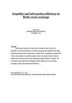Реферат 'Liquidity and Information Efficiency in Baltic Stock Exchange', 1.
