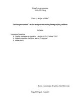 Реферат 'Latvian Government`s Action Analysis Concerning Demographic Problems', 1.