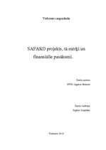 Реферат 'SAPARD projekts, tā mērķi un finansiālie pasākumi', 1.
