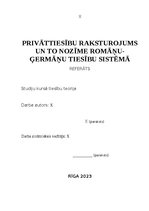 Реферат 'Privāttiesību raksturojums un to nozīme romāņu-ģermāņu tiesību sistēmā', 1.