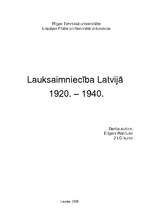 Реферат 'Lauksaimniecība Latvijā no 1920.–1940.gadam', 1.