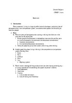 Образец документа 'Living in a large city - essay outline', 1.