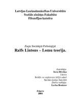 Эссе 'Ralfs Lintons "Lomu teorija"', 5.