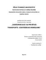 Реферат 'Sabiedriskaias vai privātais transports - izdevīgākais risinājums', 1.