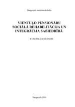 Реферат 'Vientuļo pensionāru sociālā rehabilitācija un integrācija sabiedrībā', 1.