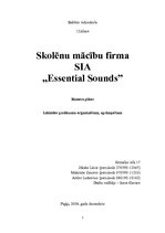 Бизнес план 'SIA "Essential Sounds"', 1.