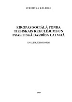 Реферат 'Eiropas Sociālā fonda tiesiskais regulējums un praktiskā darbība Latvijā', 1.