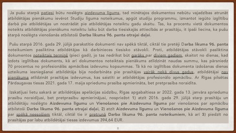 Презентация 'Vienošanās par profesionālo apmācību juridiskā kvalifikācija', 8.