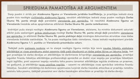 Презентация 'Vienošanās par profesionālo apmācību juridiskā kvalifikācija', 9.