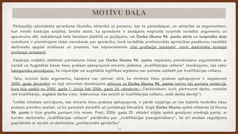 Презентация 'Vienošanās par profesionālo apmācību juridiskā kvalifikācija', 14.