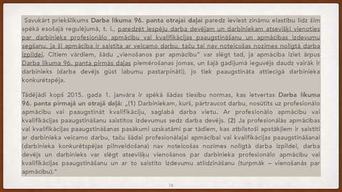 Презентация 'Vienošanās par profesionālo apmācību juridiskā kvalifikācija', 16.