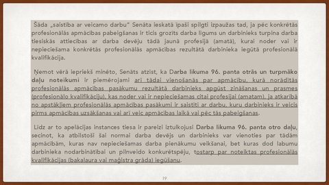 Презентация 'Vienošanās par profesionālo apmācību juridiskā kvalifikācija', 19.