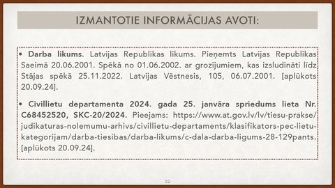 Презентация 'Vienošanās par profesionālo apmācību juridiskā kvalifikācija', 22.