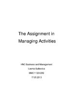 Реферат 'The Assignment in Managing Activities', 1.