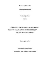 Эссе 'Pārdomas par fragmentiem: E.Kaneti "Masa un vara", F.Nīče "Par korupciju", A.Kam', 1.