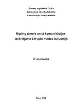 Реферат '"Kipling" zīmola un tā komunikācijas izvērtējums Latvijas modes industrijā', 1.