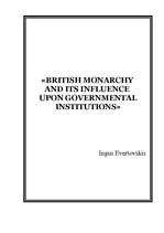 Реферат 'British Monarchy And Its Influence Upon Governmental Institutions', 1.