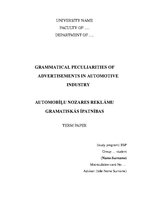 Реферат 'Grmmatical Aspects of Automobile Advertisements', 1.
