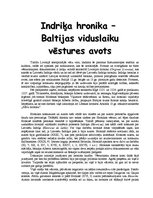 Реферат 'Indriķa hronika - Baltijas viduslaiku vēstures avots', 1.
