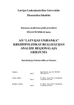 Дипломная 'AS "Latvijas Unibanka" kredītpolitikas realizācijas analīze reģionālajā griezumā', 1.