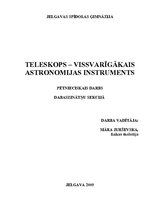 Реферат 'Teleskops - vissvarīgākais astronomijas instruments', 1.