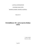 Реферат 'Krimināllikuma 190.1 panta izpratne Baltijas valstīs', 1.