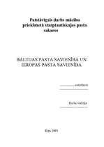 Реферат 'Baltijas Pasta Savienība un Eiropas Pasta Savienība', 1.