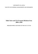 Реферат 'Baltic States and USA Economic Relations from 2004 to 2016', 1.