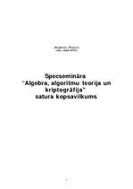 Конспект 'Specsemināra "Algebra, algoritmu teorija un kriptogrāfija" kopsavilkums', 1.