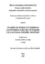 Конспект 'Starptautisko un Eiropas Savienības likumu ietekme uz Latvijas tiesību sistēmu', 1.