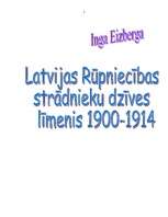Реферат 'Latvijas rūpniecības strādnieku dzīves līmenis no 1900. - 1914.gadam', 1.