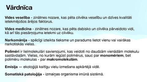 Презентация 'Ķīmisko vides faktoru ietekme uz veselību', 9.