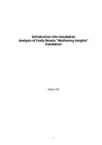 Реферат 'Analysis of Emily Bronte “Wuthering Heights” Translation', 1.