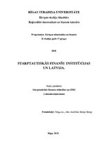 Конспект 'Starptautiskās finanšu institūcijas un Latvija', 1.