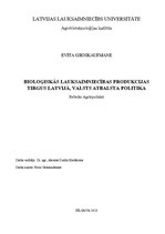 Реферат 'Bioloģiskās lauksaimniecības produkcijas tirgus Latvijā, valsts atbalsta politik', 1.