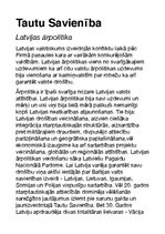 Эссе 'Tautu Savienība, Latvijas ārpolitika', 1.