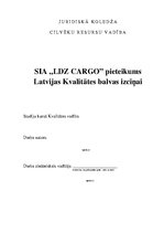 Образец документа 'SIA "LDZ Cargo" pieteikums Latvijas Kvalitātes balvas izcīņai', 1.